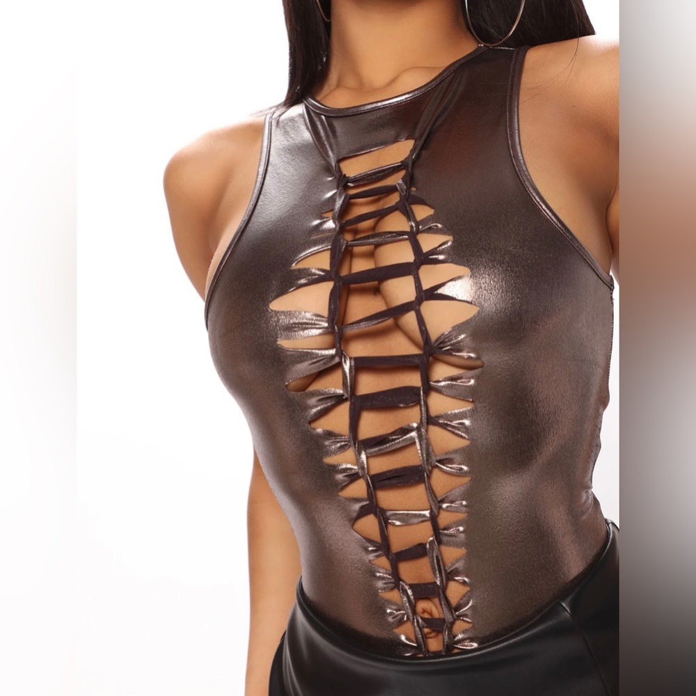 Sold Fashion nova metallic too wild to tame bodysuit